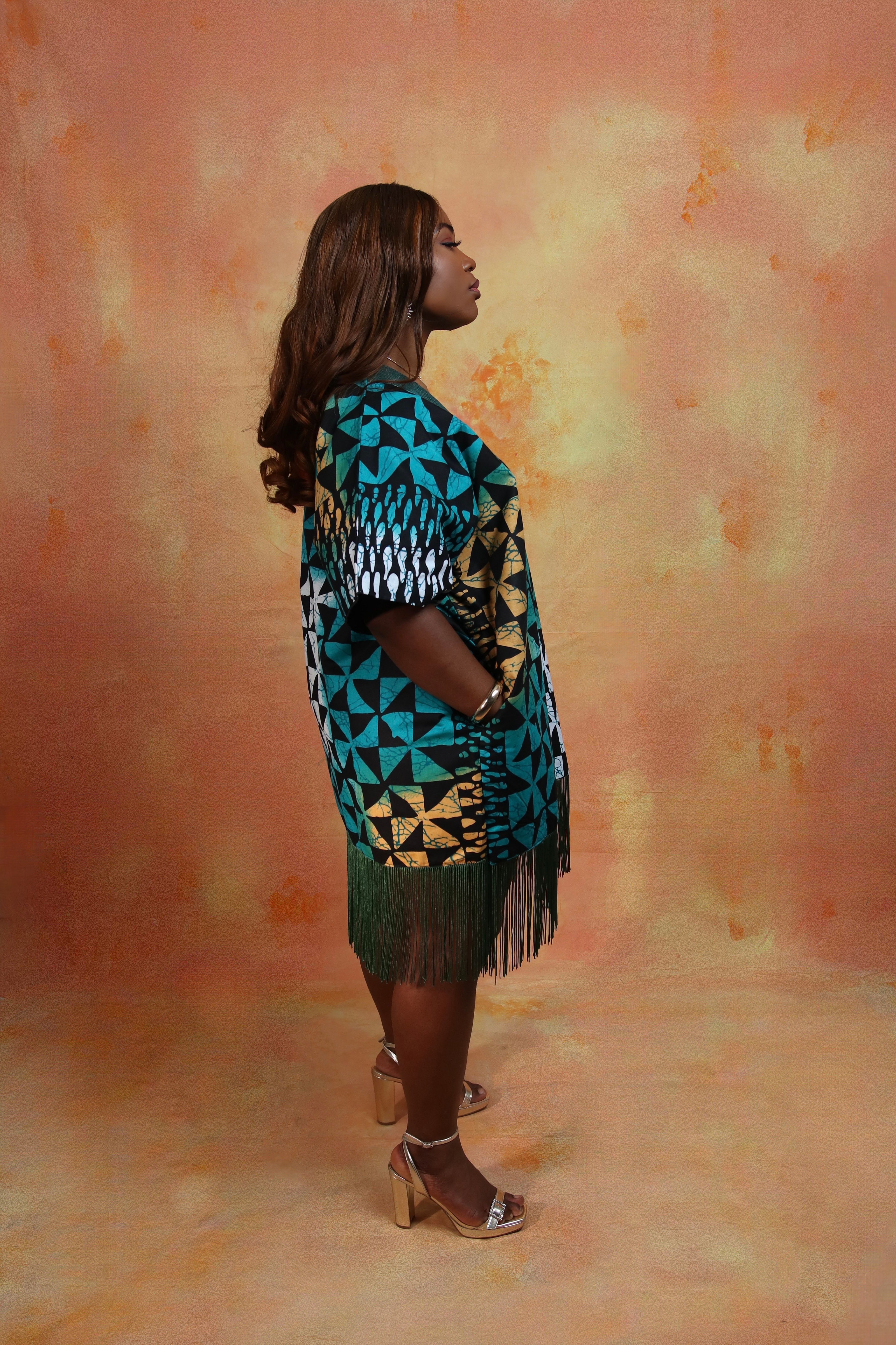 AYAWA FRINGE DRESS | GREEN